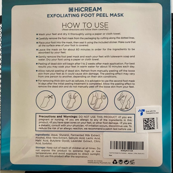 HiCream Foot Peel Mask 2 Pack - Picture 2 of 4